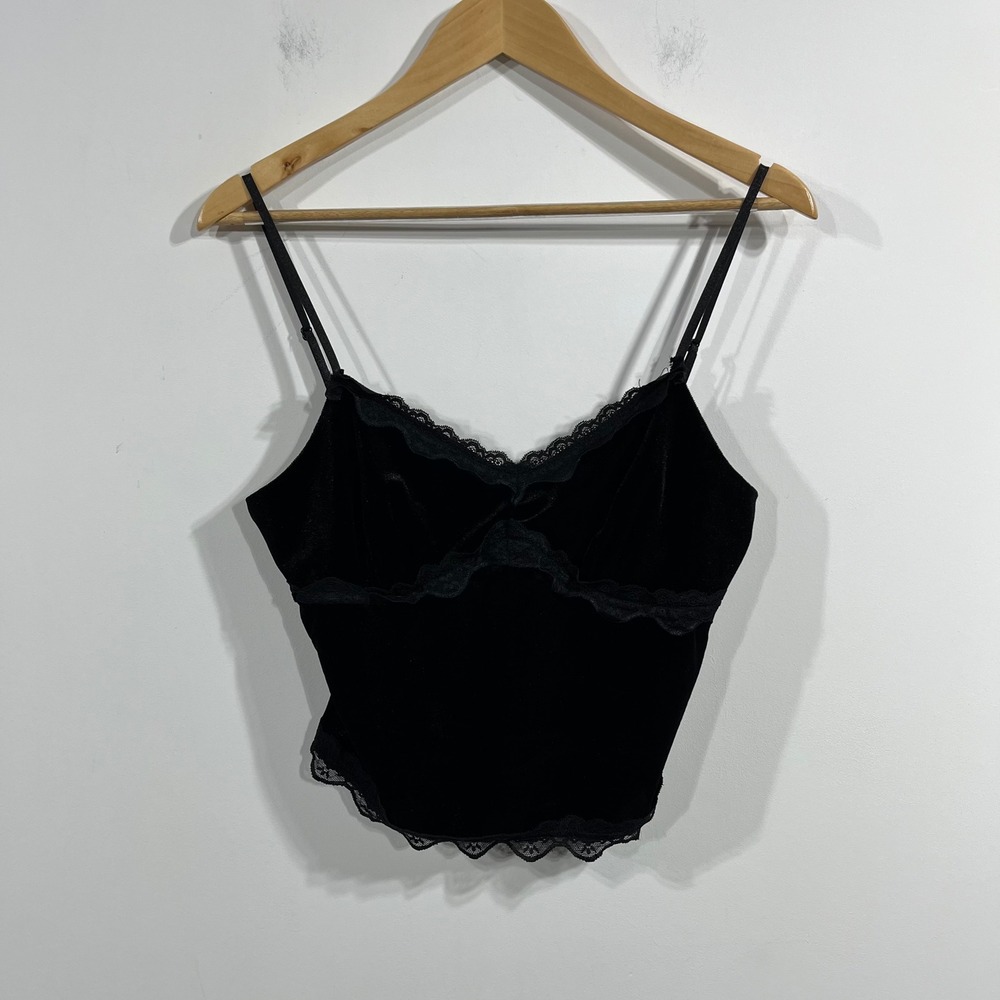 SHEIN Womens Babydoll Coquette Velvet Lace Trim Cami Top Womens XL Whimsigoth
